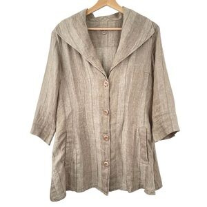 FLAX Linen Striped Jacket Blazer Size Small Lagenlook Granola Girl
